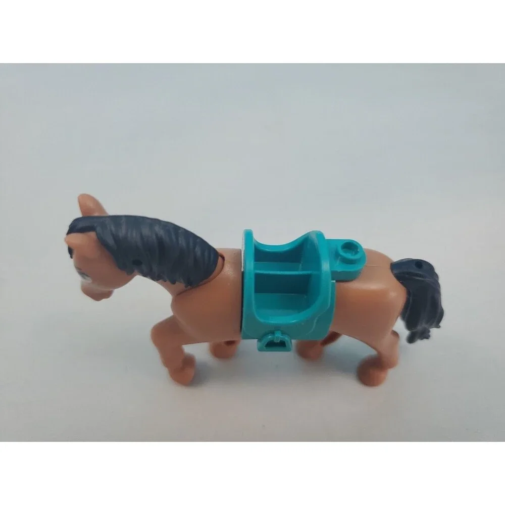 LEGO Friends Horse Figure Light Brown Black Mane Teal Saddle Animal Minifigure